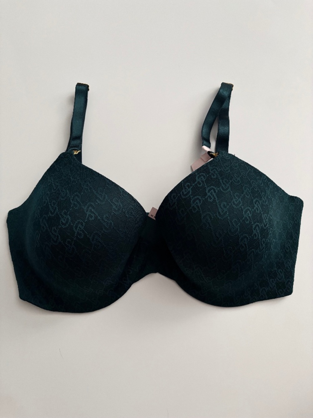 Victoria's Secret Bra Very Sexy Lined Demi Green Icon Gold Hardware Nwt 34DDD